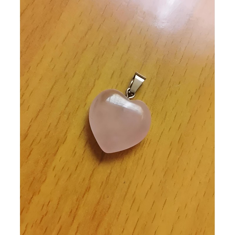 RICHARD-911 Dije Corazón Cuarzo Rosa Para Collar Cadena Joyería Colgante