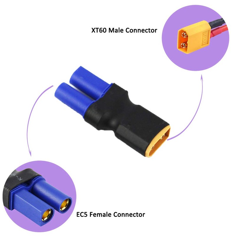 Boladge 4pcs XT60 Plug Male Connector to EC5 Plug Female