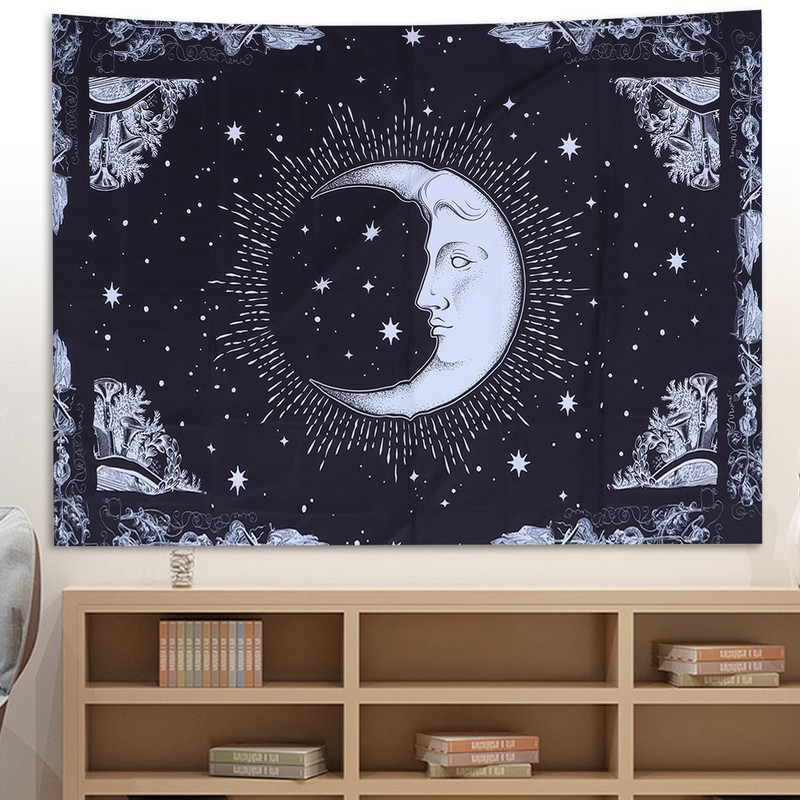 Wall Hanging Tapestry MoonPattern Background Decoration for Living Room Bedroom(150x130cm
