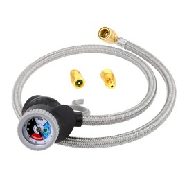 SURIEEN R134A Car AC Refrigerant Charge Hose Kit, 1/2” Recharge Hose with Can Tap Air Conditioning Gauge, 1/2'' Female to 1/2'' Male Flare, 1/2'' Female to 1/2'' Male Flare Adapter