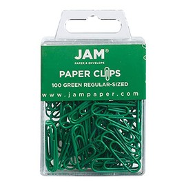 JAM PAPER Clips de papel estándar coloridos - Regular 1 pulgada - Clips verdes - Paquete de 100