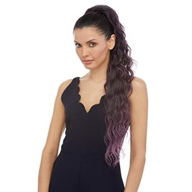 Essence Ponytail Color 2 Darkest Brown - Sepia Wigs Up to 27" Long Wavy Heat Friendly Synthetic African American Pony Drawstring Ariana Cola de Caballo Bundle MaxWigs Hairloss Booklet