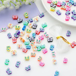 100pcs Colorful Butterfly Polymer Clay 10mm Spacer Beads for Women Jewelry Making DIY Bracelet Necklace Hair Clip (Butterfly)