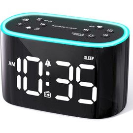 Odeokee Loud Alarm Clock FM Radio Heavy Sleepers 7 Color Night Light  USB Charger Timer