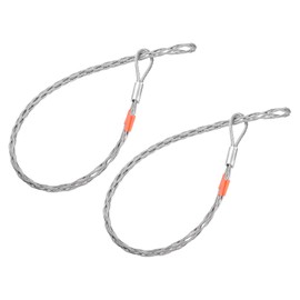 sourcing map 2pcs Cable Pulling Socks Grip, 3.2 Ft Wire Mesh Puller Socks Grip for 9-16mm/0.35-0.63" Cable, Anti-Slip Single Head Galvanizing Steel Wire Grips, Red
