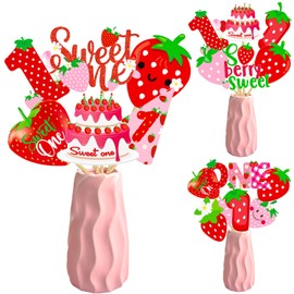 Berry Sweet One Centerpiece Sticks Strawberry First Party Table Topper Berry 1st Birthday Party Decoration 22Pcs Strawberry Sweet One Table Centerpieces for Fruit Theme Baby Shower Supplies