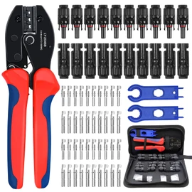 Herbst Solar Crimping Tool Set for 2.5/4/6 mm² PV Cable, 20 Pairs Cable Connectors, 10 Pairs Male/Female Plugs, 1 Crimping Plier, 2 Solar Connector Wrench for Solar System Photovoltaic