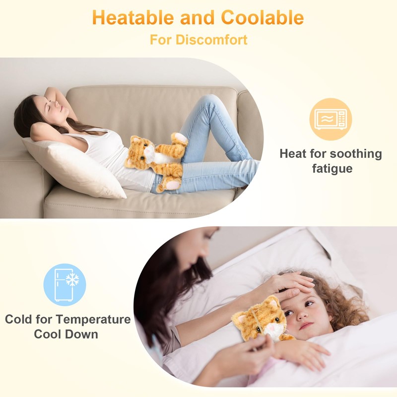 SuzziPals Heatable & Coolable Orange Cat Stuffed Animal, Cat Heating