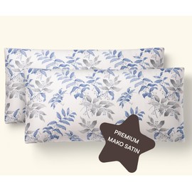 Amqua Mako Satin Pillowcase 40 x 80 cm, Set of 2 Cotton, Satin Cushion Cover 80 x 40 cm, 40 x 80 cm Cushion Cover Flowers Soft Like Silk Pillowcase 40 x 80 cm Mako Satin 40 x 80 cm Flower Cushion CARA