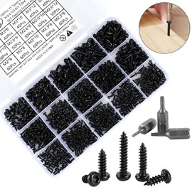 Pack of 760 Small Torx Self-Tapping Screws, Micro Tapping Screws, Mini Wood Screws M2 M2.3 M2.6 M3 Tiny Self-Drilling Screws Black with 3 Bits for Wood Plastic