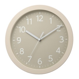 RHYTHM 8MGA43ND38 Wall Clock, Analog, Quartz Watch, Silent, Continuous Second Hand, Easy to Read Font, Fashionable Grayish Color, Beige, Φ12.6 x 2.0 inches (32 x 5 cm)
