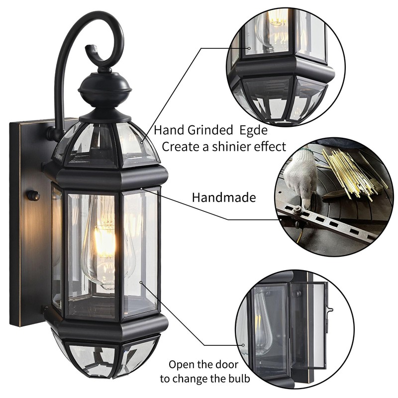 Milaii Outdoor Light Fixture 17" Copper Exterior Wall Lights Black