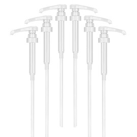 6-Pack White Coffee Syrup Pump Dispenser – Fits Mon in 1 Liter (33.8oz) Plastic Bottles – Also Fits Most 750ml (25.4oz) Bottles – Reusable No-Drip Pumps for Coffee Bars and Beverage Stations