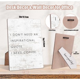 Modern Wall Decor, 5x7" Wooden Sign with Stand and Hook, Minimalist Office Decorations, Funny Desk Signs, Coffee Signs for Coffee Station, Application to Office Kitchen Desk Decoration