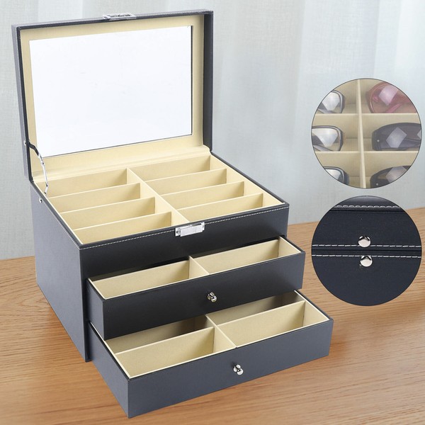 24 grid eye glasses case,eyewear sunglasses display box storage holder