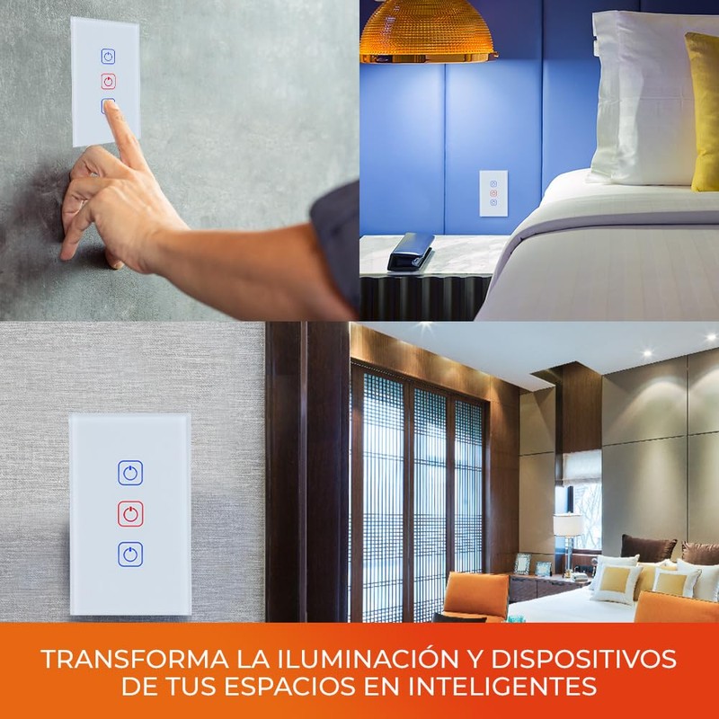 Tecnolite Connect - Apagador Inteligente Táctil WiFi 3 Circuitos, Requiere