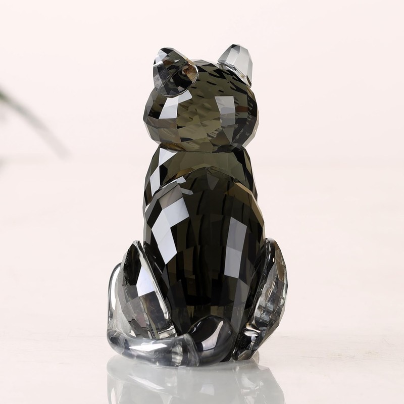 Crystal Cat Realistic Animal Kitten Art Figure Collection Table Decoration