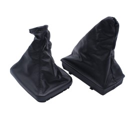 SHLPDFM Gear Stick Gaiter + Handbrake Gaiter Genuine Leather Black for Vauxhall Corsa C 2000-2006