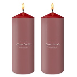 Hand Poured Pillar Candles Set of 2, 3x8 inches Emergency Large Red Candle, Smokeless Dripless Unscented and Non-Toxic Candles, Home Wedding Decor Candles