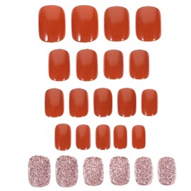 FOMIYES 1set Delicate Short Fake Nails Caramel Pumpkin Easy- for Salon Home Use for Weddings and Parties Decorative Press Nail Art