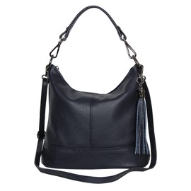 AmbraModa GLX09 Women's Handbag Shoulder Bag Made of Genuine Leather, darkblue