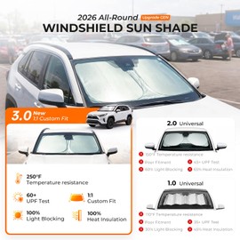 [2026 Upgraded] DooGooCoo Windshield Sun Shade for Honda Pilot 2016-2025 2026 [Cooling Ice-Crystal, 100% Sun Block ] Sun Shade for Car Windshield for Honda Pilot Sunshade, Custom Fit for Pilot.