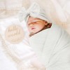 AQOKKA Newborn Receiving Blanket with Bow Hat Mittens Wooden Card