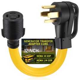 Tellegloww 4 Prong 30 Amp Dryer Adapter Cord Compatible with NEMA 14-30P to L14-30R, 4 Prong Dryer Outlet to Generator Locking Plug Adapter Generator EV Charger Cord, STW 10 AWG, 1ft