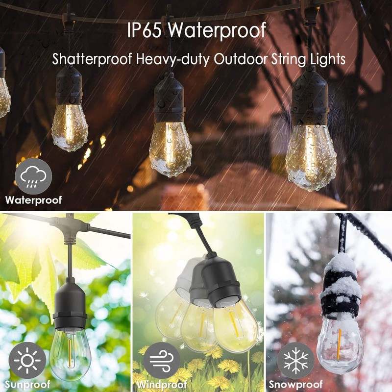 120 FT Outdoor String Lights LED Waterproof with 40 Shatterproof