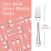 Prestee 100 Silver Plastic Forks Heavy-Duty, Heavyweight Plastic Silverware Forks,