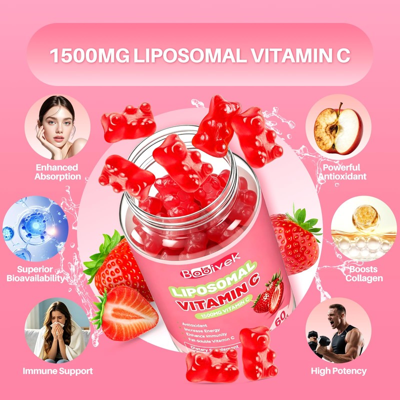 Liposomal Vitamin C Gummies 1000mg - Sugar Free, Vegan, 120