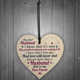 RED OCEAN Anniversary Card Husband Gifts For Him 1st 2nd 3rd 4th Wedding Idea Wooden Heart Keepsake