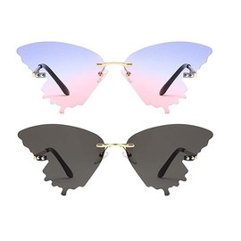 Butterfly Sunglasses for Women/Men Oversized Rimless Eyewear Luxury Trending Cat Eye Sun Glasses Streetwear UV400