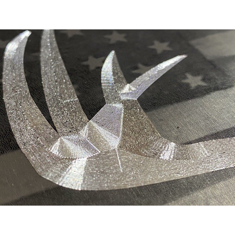 Engraved Deer Antlers Combo Laser US Flag & Diamond Etched