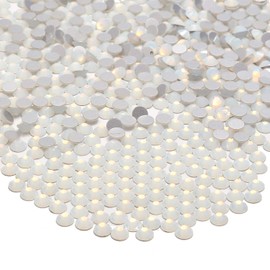 NCB 288pcs Flatback Round Glass Nail Art Rhinestones Crystal for DIY Making Accessories Shoes, Clothes, Face Art, Bags, Manicure (White Opal, SS30 288pcs)