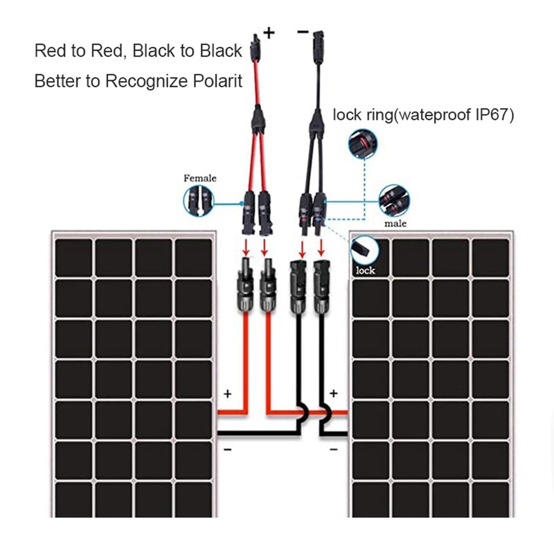ANBOO 1 Pair Solar Cable MC4 Connector (1 to 2