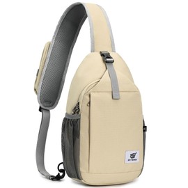 SKYSPER Sling Bag RFID Cross Body Bag Recycled Crossbody Backpack Travel Daypack(Beige)