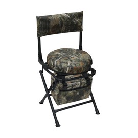 MDSTOP 360 Degree Swivel Hunting Chair for Ground Blinds, Folding Hunting Seat, Fishing Chair, Lightweight, Portable, Padded Cushion for Dove Deer Hunting, Fishing, Camping(Pine Needle Camo)