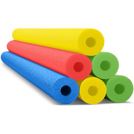 Hanaive 6 Pack Pool Noodles Swimming Floating Foam Tube 52 Inch Hollow Swim Noodles Bulk Floats Heavy Duty for Swimming Decoration Craft Projects Multi-Purpose(Yellow, Red, Blue, Green)