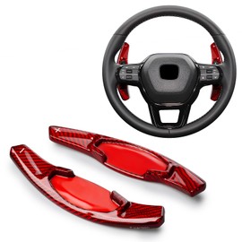 T-carbon Paddle Shifter Extensions Fits Acura Integra 2023-2025 Real Glass Fiber Steering Wheel Paddle Shifter Cover Fits Honda Civic 2022-2025 Accord CR-V 2023 Gear Shift Decoration Accessories RED