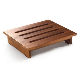 TINAMO 3.5" Acacia Wood One Step Stool for Adults (No Assemble Required)- 200 Lbs Wooden Step Stools Heavy Duty for High Bed Riser, Bathroom, Bedroom - Small Stepping Stool for Elderly, Seniors, Kids