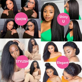 Huarisi Kinky Straight Bundles Human Hair 1 Bundle 26 Inch 10A Brazilian Yaki Straight Human Hair Weaves Extensions for Black Women Natural Colour Double Weft
