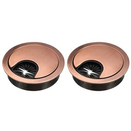 YOKIVE 2pcs Desk Cable Hole Cover Zinc Alloy Cord for Office and Daily Use, Diameter 50mm, Red Bronze Color
