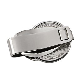 American Coin Treasures U.S Coin Money Clip - Silver Walking Liberty Half Dollar | Brass Layered in Silver-Tone Rhodium | Holds Currency, Credit Cards, Cash | Certificate of Authenticity