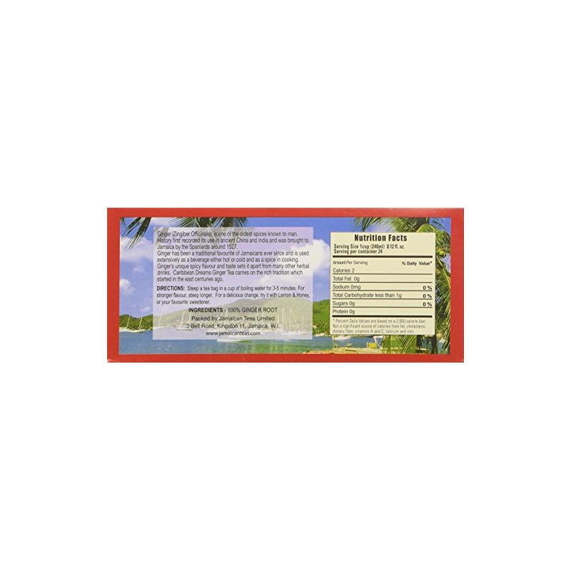 Caribbean Dreams Ginger Tea, 24 Tea Bags, Herbal, Natural, Caffeine