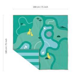 Quut Beach / Pool Towel for Kids with Game - Ultra Fast Drying Microfibre, Sand-Free - Compact, Lightweight (Safari, XL - 180 x 180 cm)