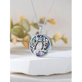 Dorunmo Owl Necklace 925 Sterling Silver Tree of Life Necklace Owl Graduation Jewelry for Women Her