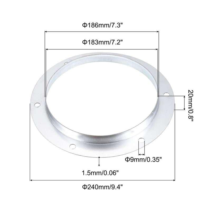 PATIKIL 7" Duct Connector Flange, Metal Straight Pipe Exhaust Flange