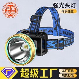 LED headlight outdoor strong light sensor search headlight T6 riding mountaineering night fishing headlight wholesale V13 double-cell white light gold plastic induction output (built-in battery) + charging cable