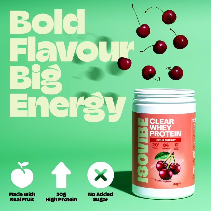 Isovibe Clear Whey Protein Powder Sour Cherry (20 Servings) Refreshing